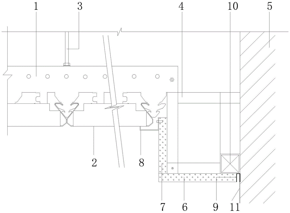 一种铝板吊顶与侧墙收口连接节点结构的制作方法
