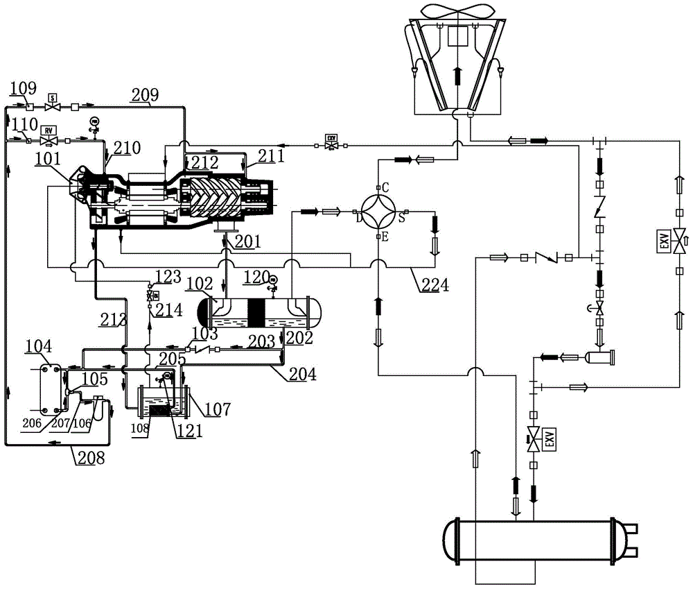 采用单机双级混合式螺杆压缩机的风冷热泵系统的制作方法