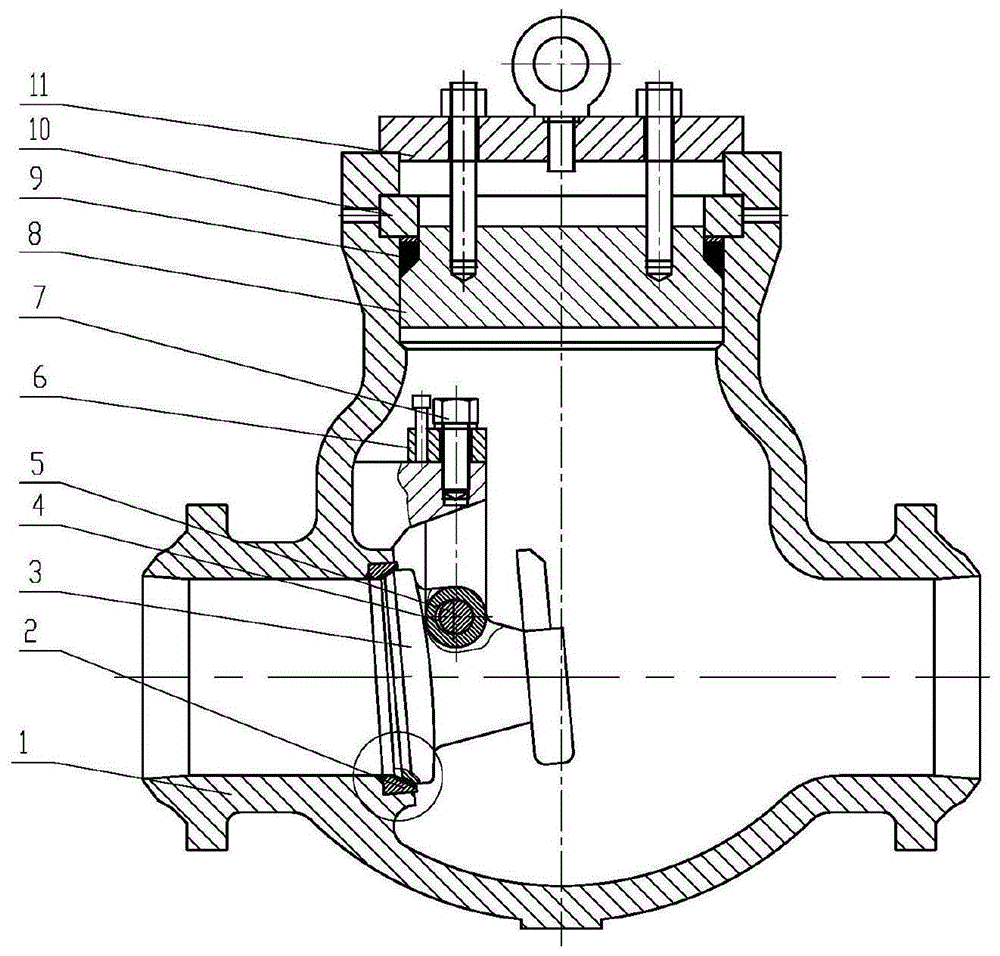 一种斜瓣式止回阀的斜瓣旋转轴连接结构的制作方法