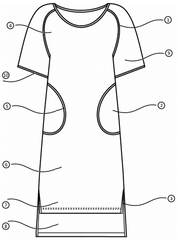 一种不受拘束的插肩袖家居服的制作方法