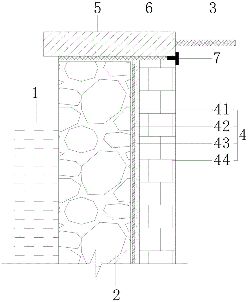 一种景观块石驳岸暗防渗结构的制作方法