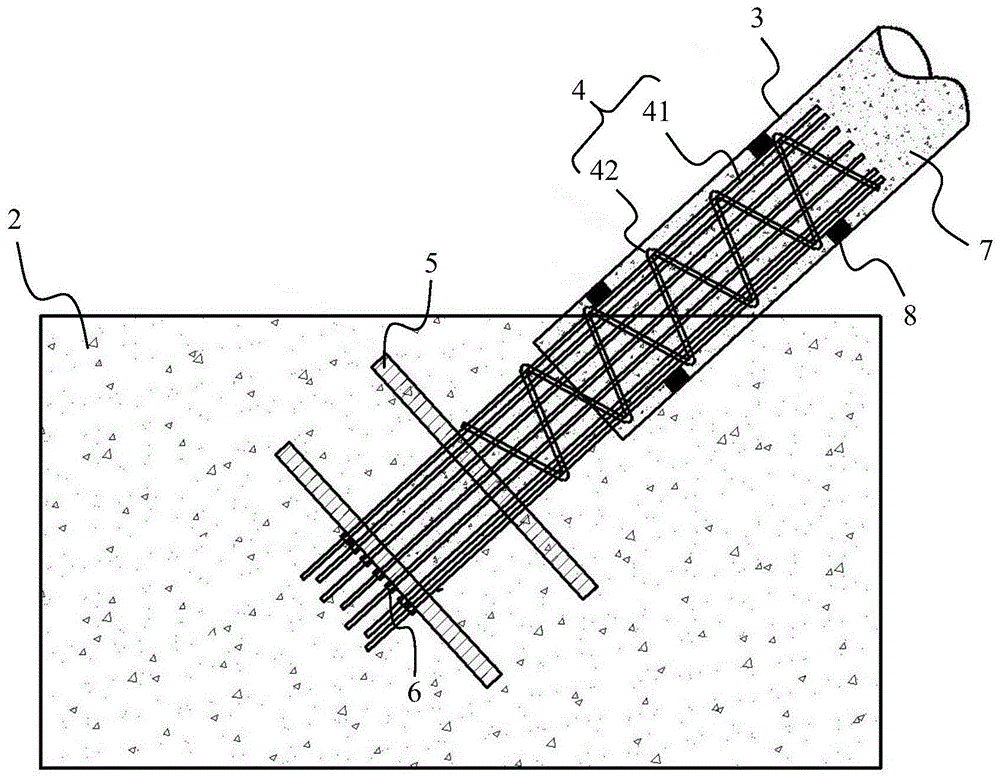 FRP管约束海水海砂再生混凝土曲拱与基础的连接结构的制作方法