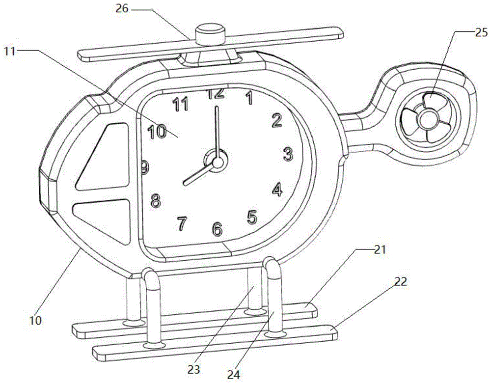 新型直升机闹钟结构的制作方法