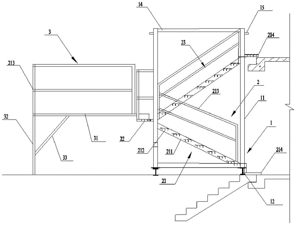 剪刀梯位置的带组合式操作平台的定型临时楼梯的制作方法
