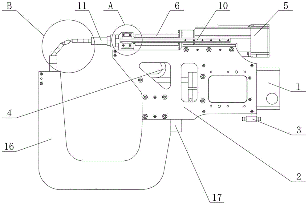 一种双导向分体式C型重载型机器人伺服焊枪的制作方法