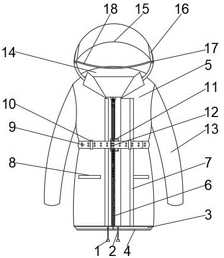 一种便于头部防雨的防寒羽绒服的制作方法