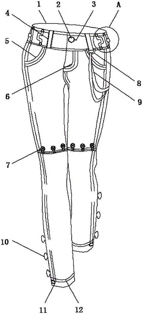 一种可调节腰部尺寸的裤子的制作方法