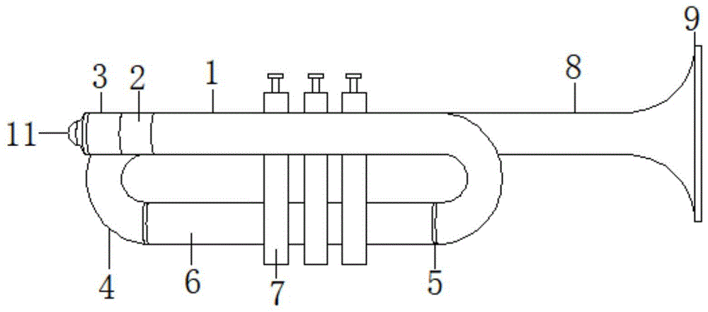 一种可调节号身长度的练习用小号的制作方法