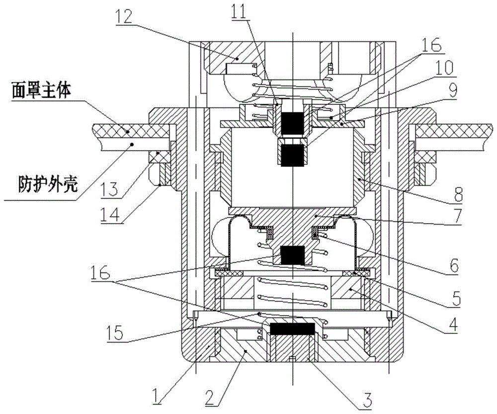 航空面罩磁性防窒息装置的制作方法