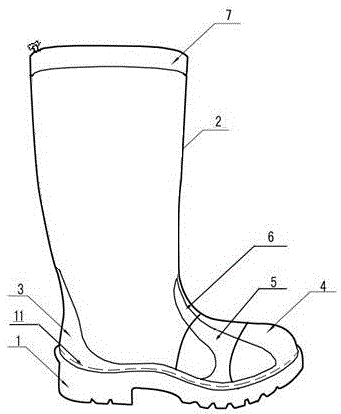 一种护趾护足的胶靴的制作方法