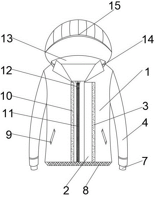 一种防止进风的防寒羽绒服的制作方法