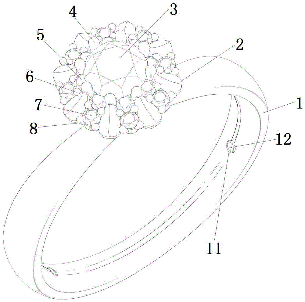 一种捧花镶口钻戒的制作方法