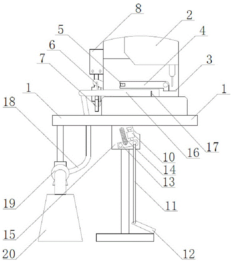 一种缝纫机压脚起针吸风剪线同步省电机构的制作方法