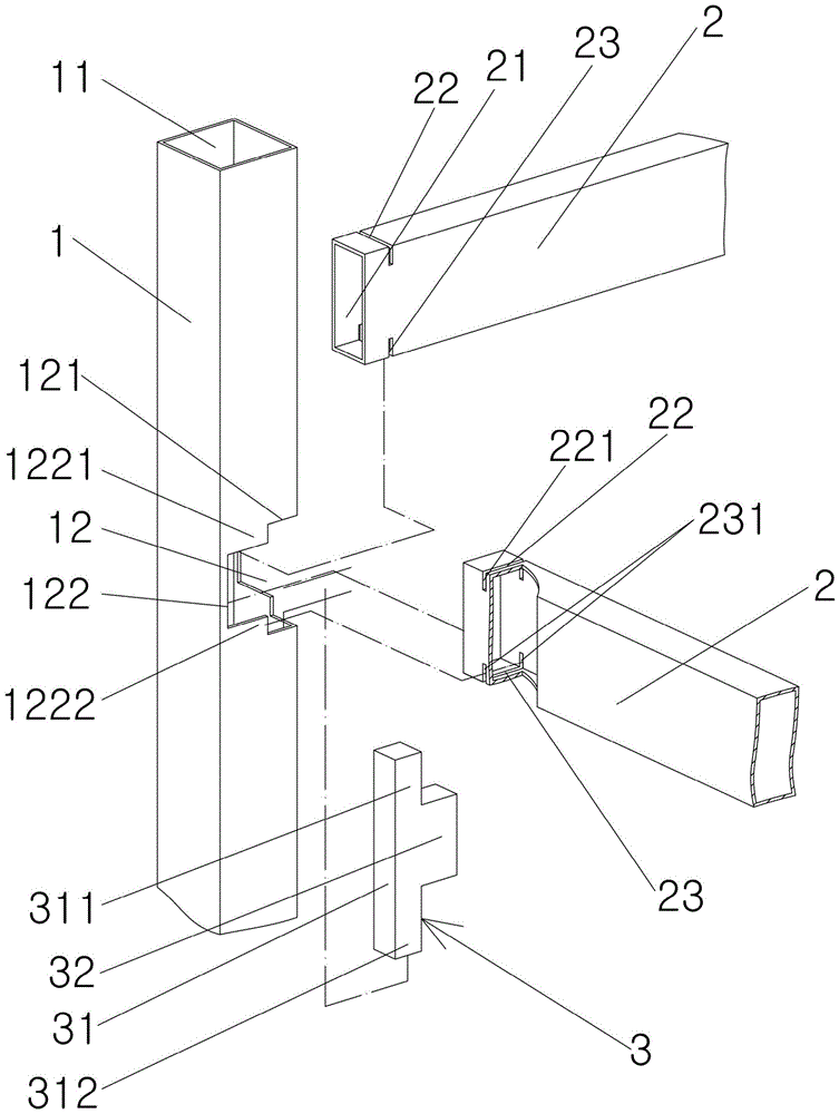 一种无铆接件的置物架立柱横梁连接结构的制作方法