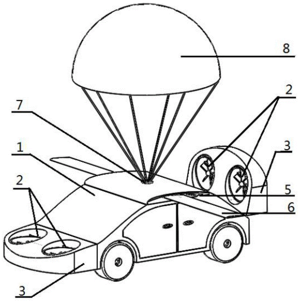 一种可伸缩翼的四涵道陆空两用车的制作方法