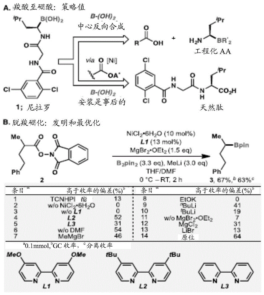 铜和镍催化的脱羧硼化反应的制作方法