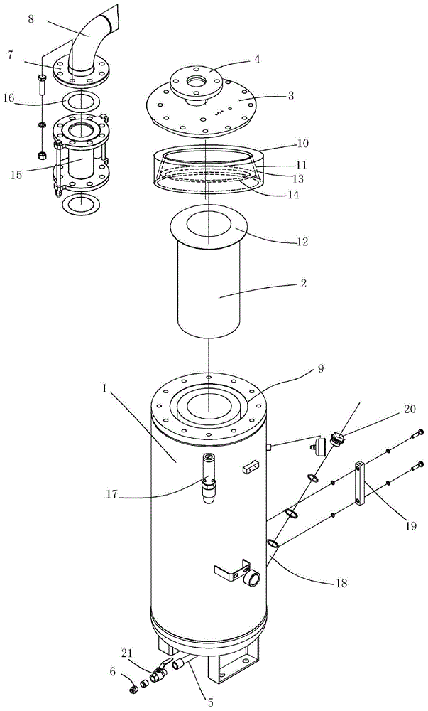 用于空气压缩机的油气分离罐结构的制作方法