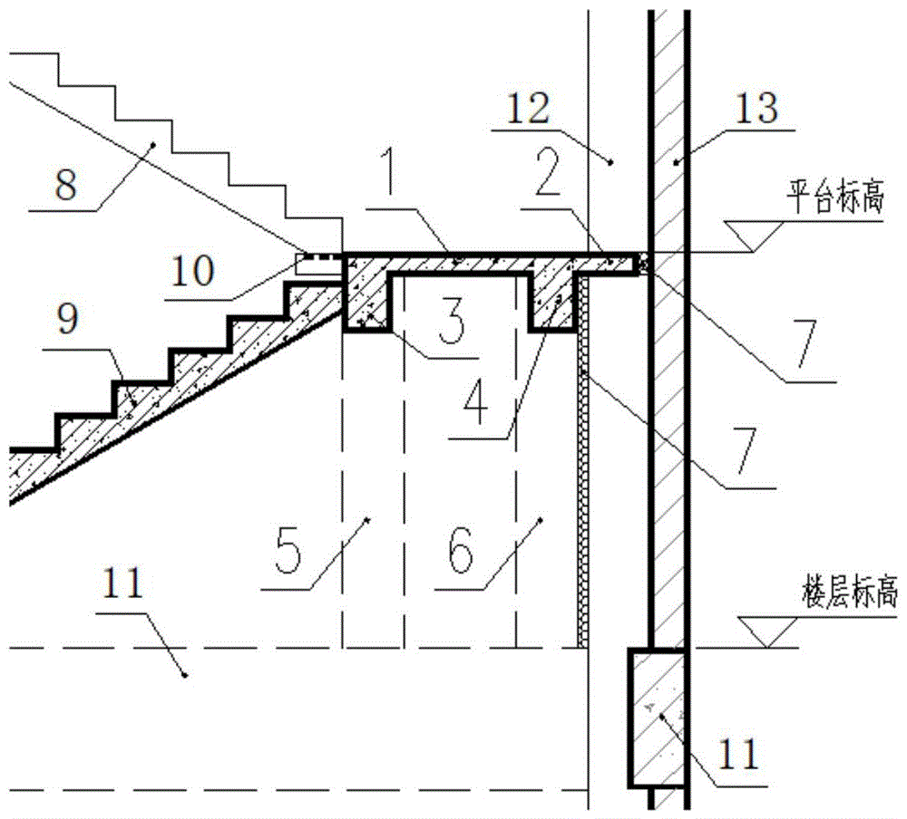 一种避震楼梯休息平台的制作方法