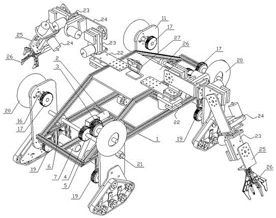 一种基于轮履切换机构的多臂协同运载机器人的制作方法
