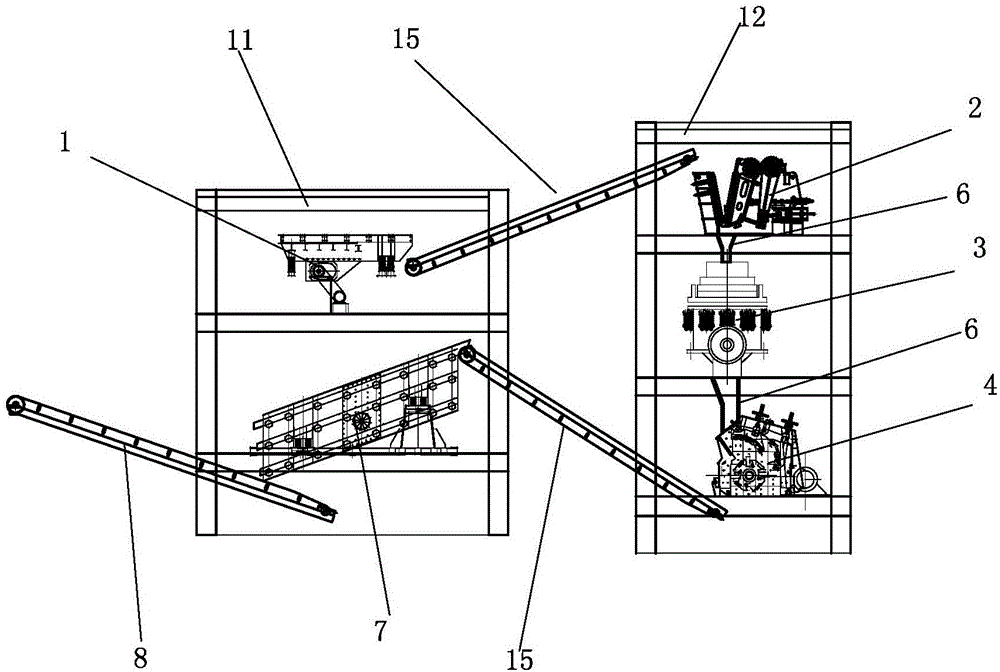 一种多塔垂布式料斗破碎集成系统的制作方法