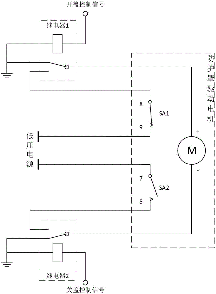 一种车顶汇流排防护罩的控制电路及车辆的制作方法