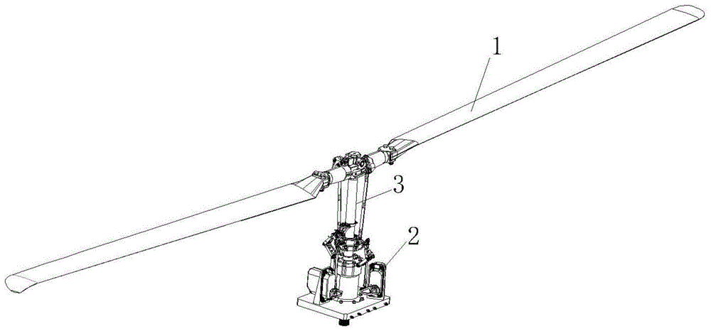 对于中,大型直升机的旋翼系统,其桨体设置在旋翼轴上,在桨体与旋翼轴