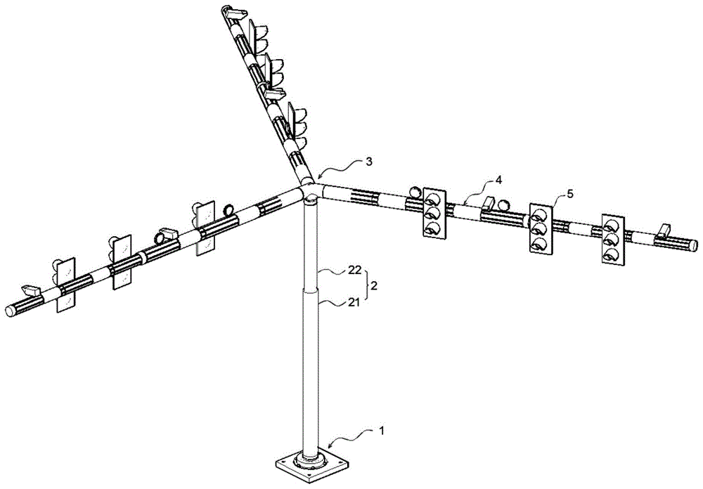 一种多臂型集成化机动车信号灯杆指示系统的制作方法