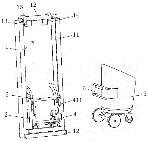 一种用于挂桶提升架的挂桶固定装置的制作方法