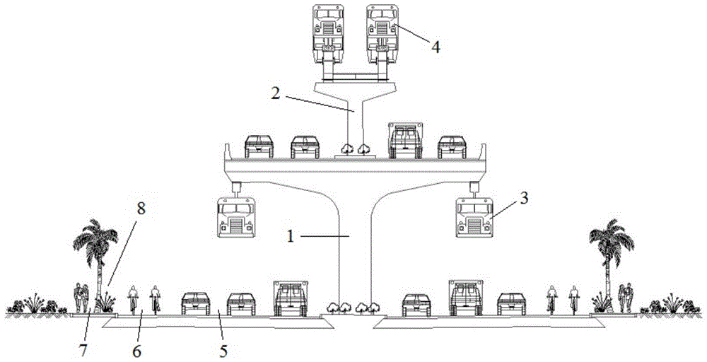 一种基于城市高架桥梁的新型混合立体交通系统的制作方法