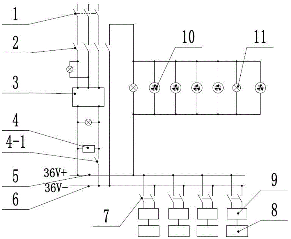 照明方式为每700~1200m或段150~350m分别采用一台2kva~10kva380vac