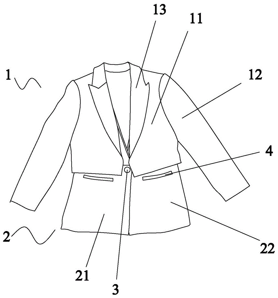 前襟双片假两件西服的制作方法