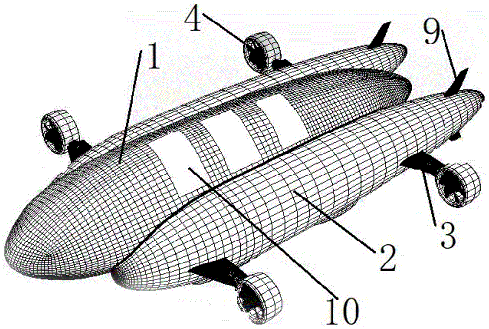 一种四矢量涵道的载重飞艇的制作方法