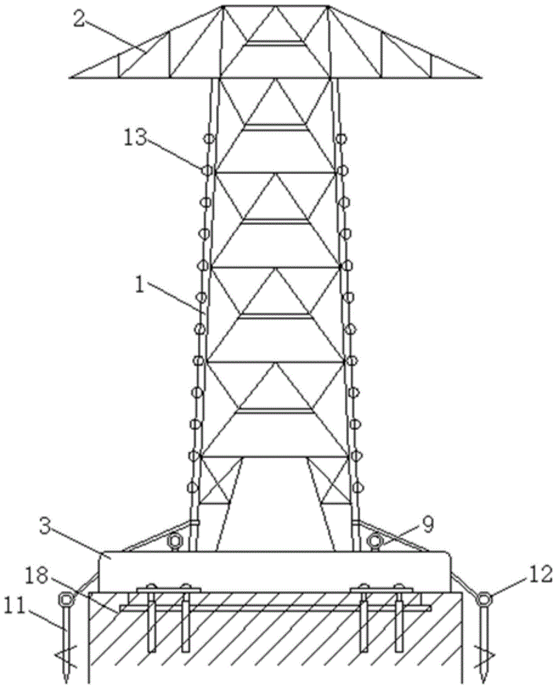 一种安全型电力塔及其底部的根基结构的制作方法