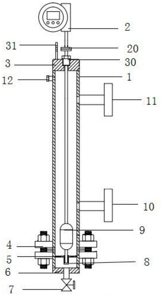 一种紧凑易维护的磁致伸缩浮筒液位计的制作方法