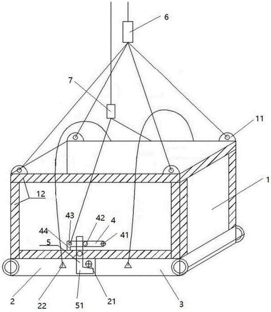 底开式格宾石笼水上吊装装置的制作方法