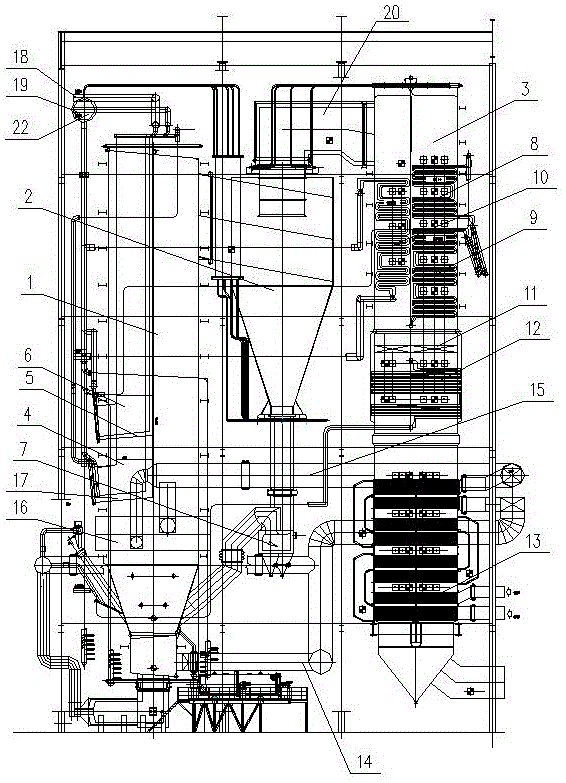 200MW等级一次中间再热亚临界循环流化床锅炉及循环方法与流程