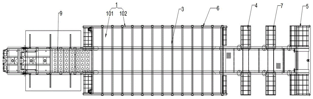 一种低平板半挂车的固定后坡道车架结构的制作方法