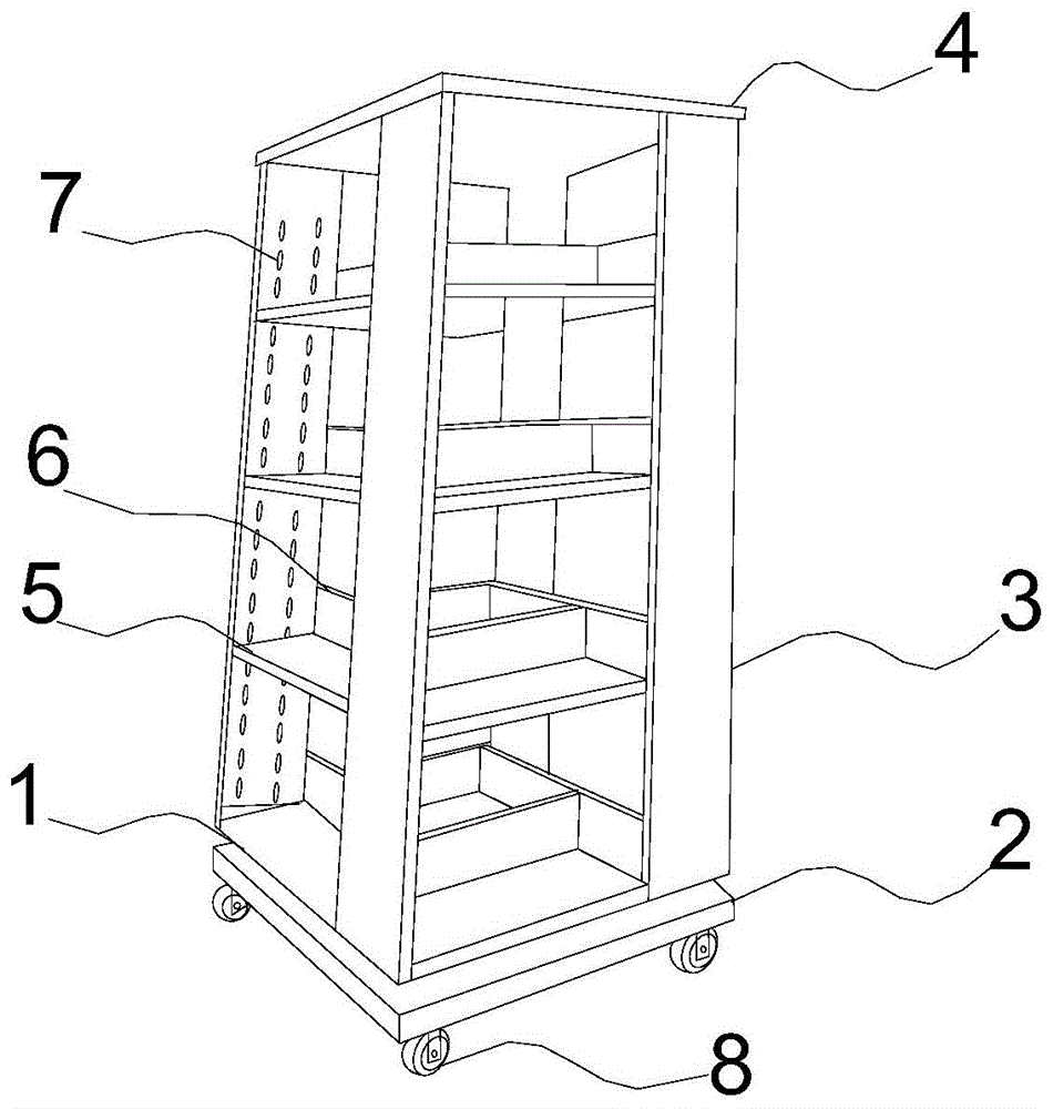 一种具有紧固托板的旋转书架的制作方法