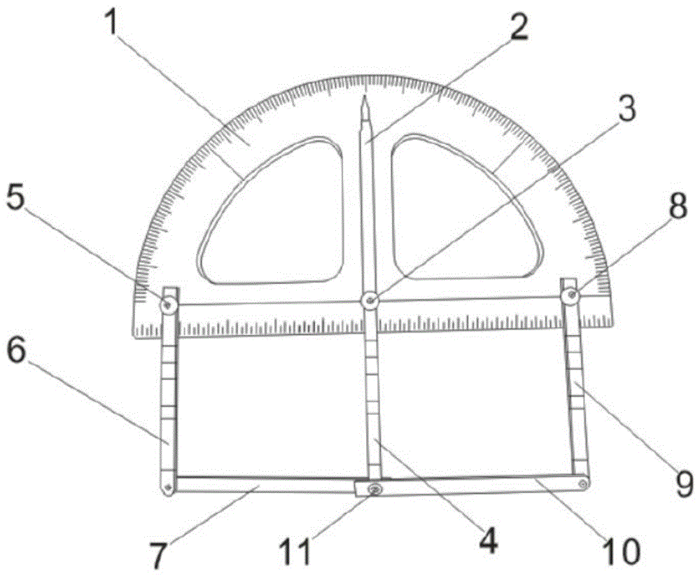 一种可测量不同角度的量角器的制作方法