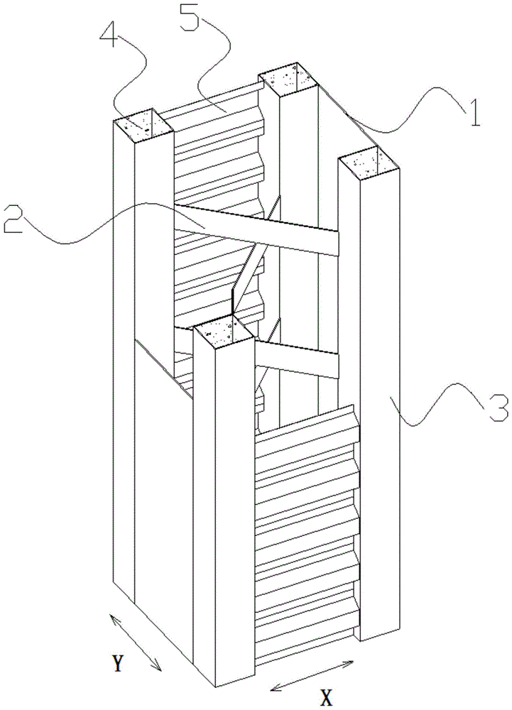 一种四角钢管与波纹侧板及平侧板组合柱的制作方法