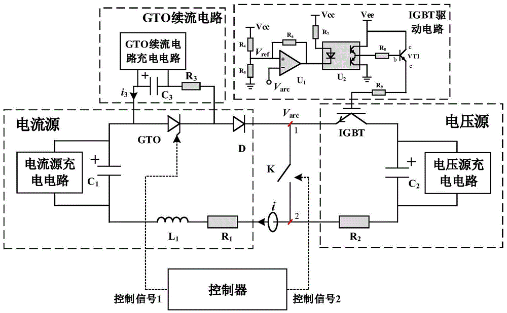 一种基于电弧电压的直流高压大电流合成实验回路及控制方法与流程