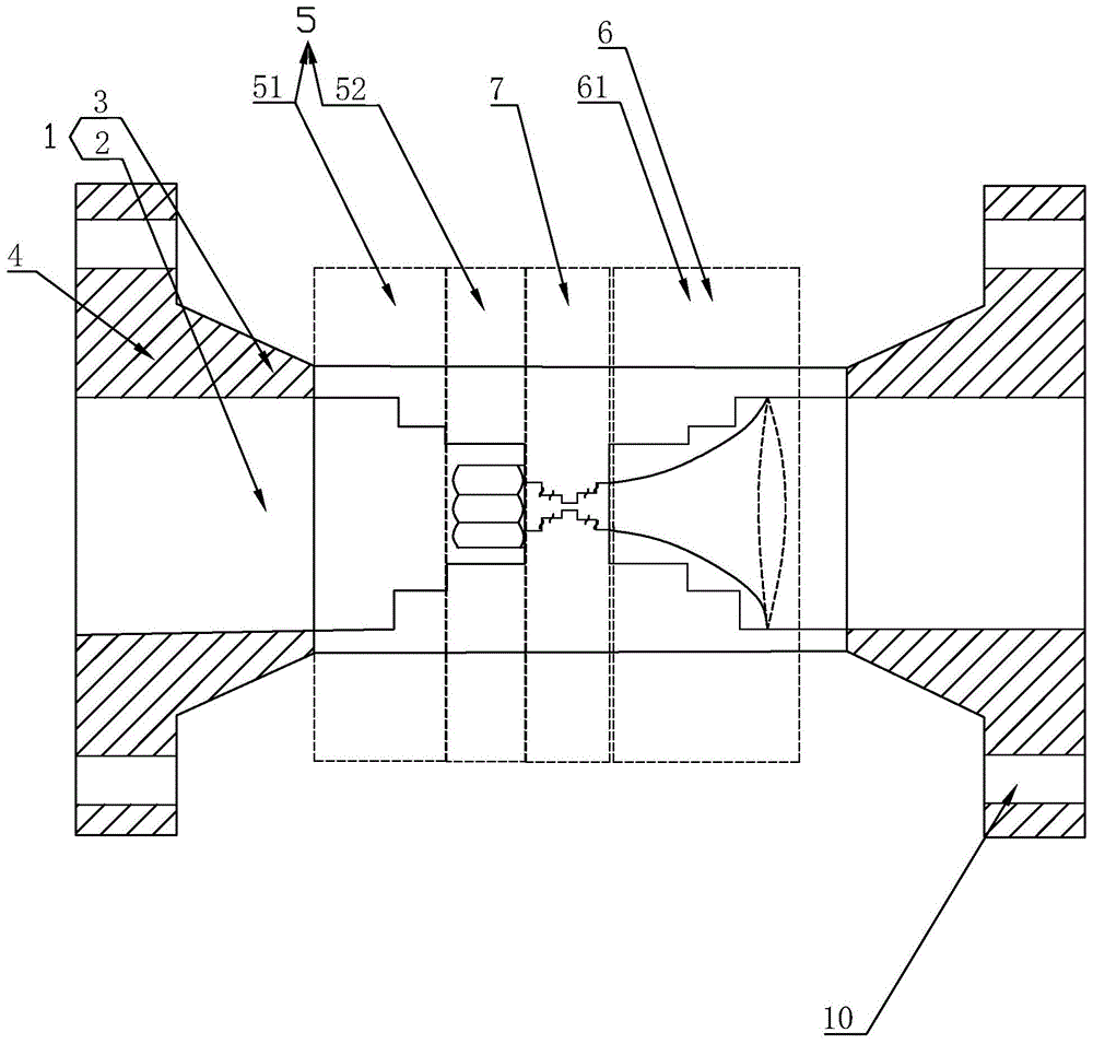 本实用新型涉及蒸汽阀技术,具体涉及一种多孔多级阶梯式文丘里汽液