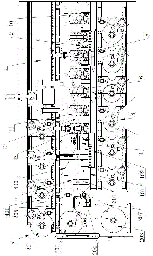 本发明属于口罩生产设备技术领域,尤其涉及一种口罩机.