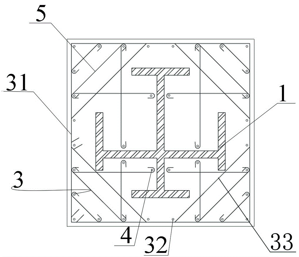 一种十字型钢柱与柱箍筋的连接结构的制作方法