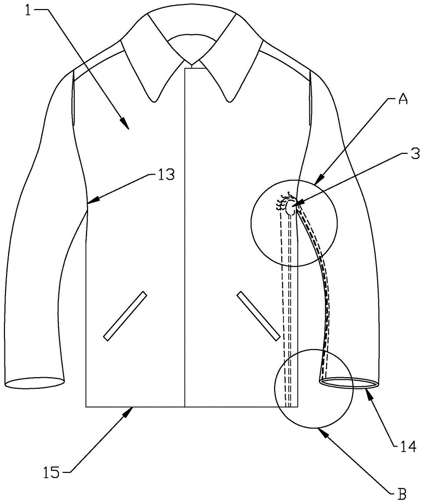 一种化学中和型消臭面料棉服的结构的制作方法