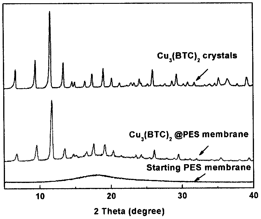 一种金属有机框架-聚醚砜复合膜在低分子有机胺类检测中的应用的制作方法