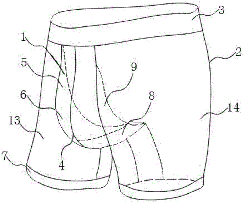 带有一种带双侧立体承托内挡片的男士内裤的制作方法