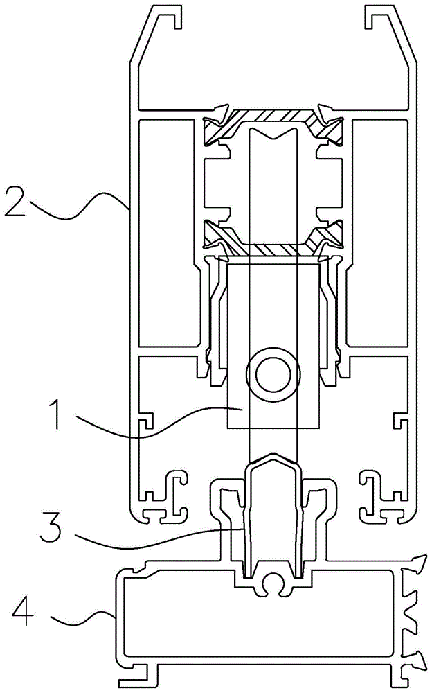 一种铝合金门窗滑轮与滑轨相配合的静音连接结构的制作方法