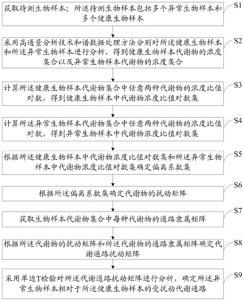 一种受扰动代谢通路确定方法及系统与流程