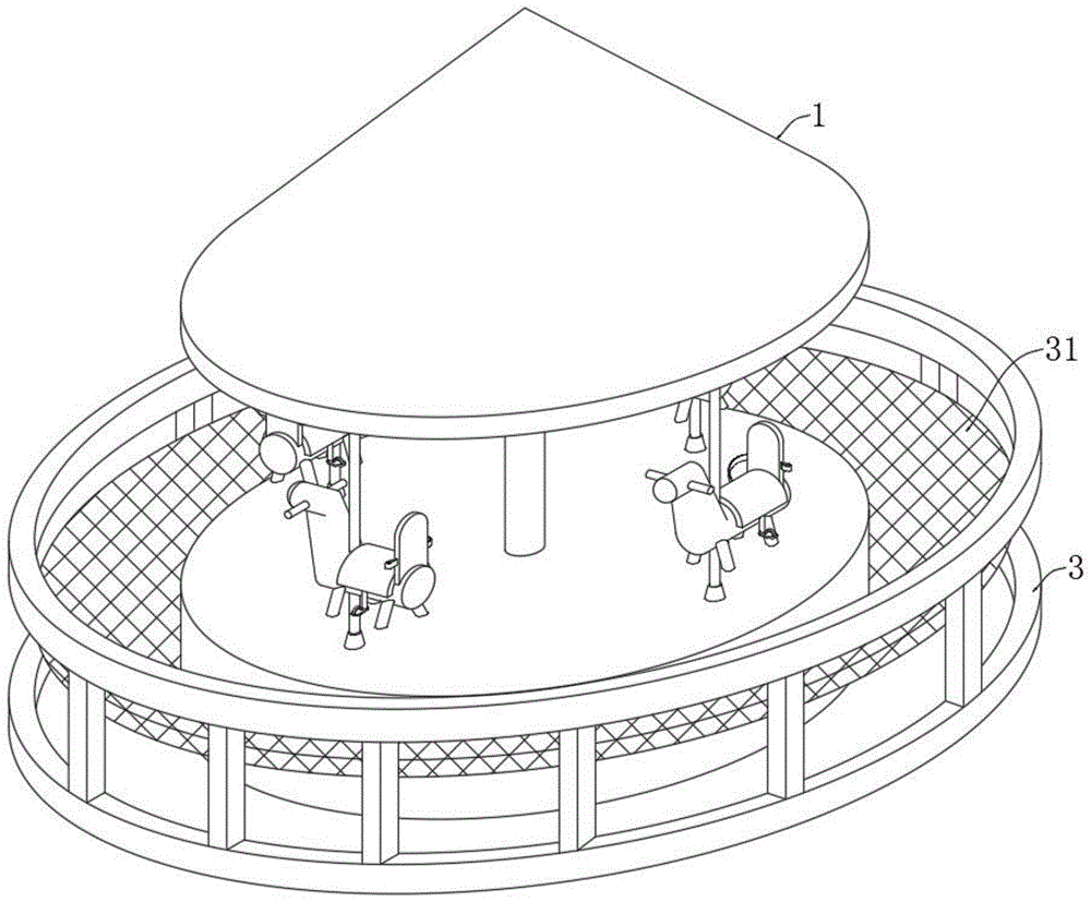 一种带安全防护装置的旋转木马的制作方法